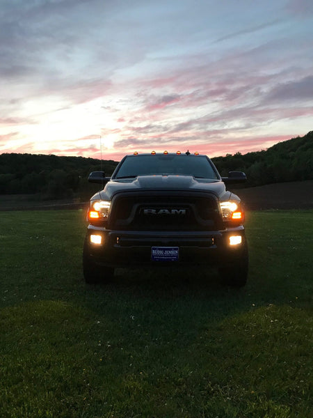 Dodge RAM 1500 14-19 &amp; 2500/3500 15-18 Projector Headlights OLED DRL &amp; LED Signals in Smoked/Black
