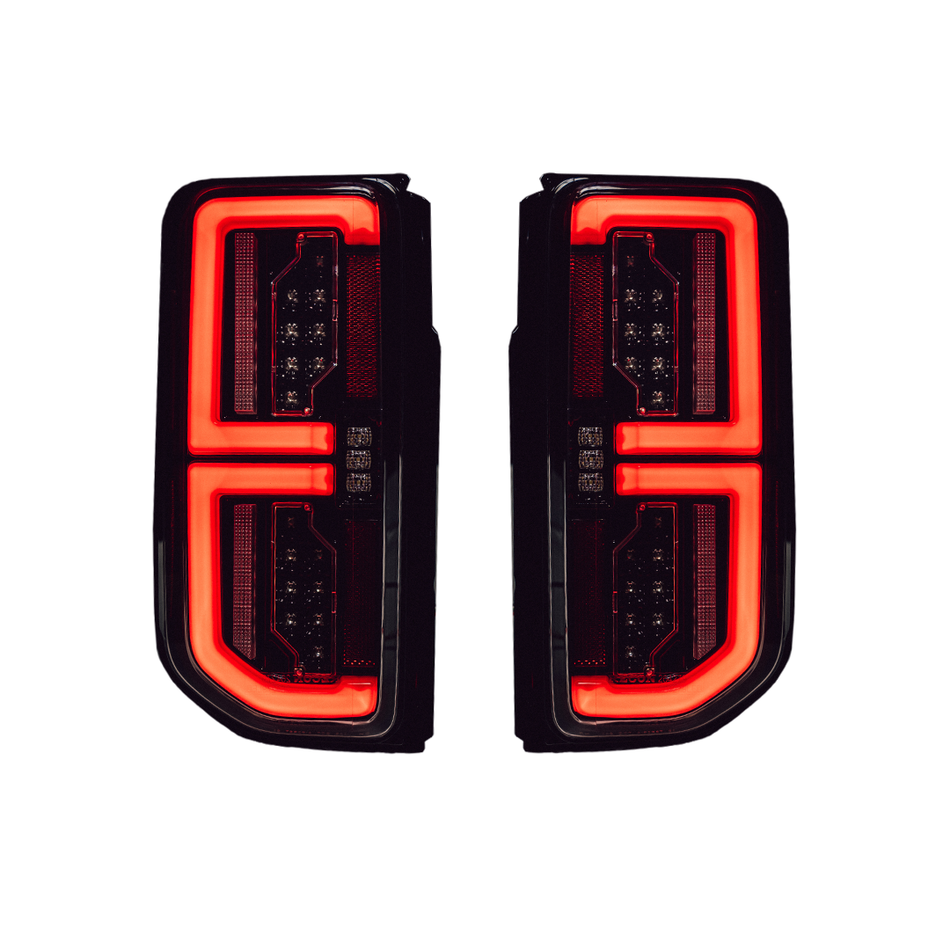 Ford 21-23 BRONCO (Replaces OEM Factory Installed LED Tail Lights) High-Powered OLED Bar Style RED Running & Brake Lights with Scanning OLED Turn Signals OLED TAIL LIGHTS - Smoked Lens