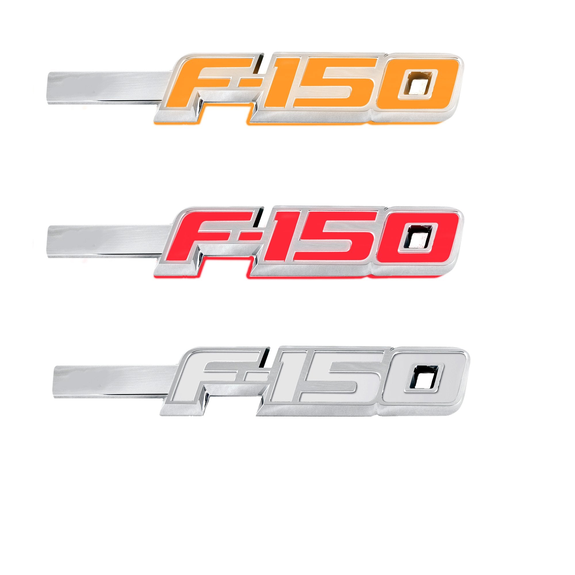 Ford F350 11-16 Illuminated Emblems Black Chrome in Amber, Red &amp; White