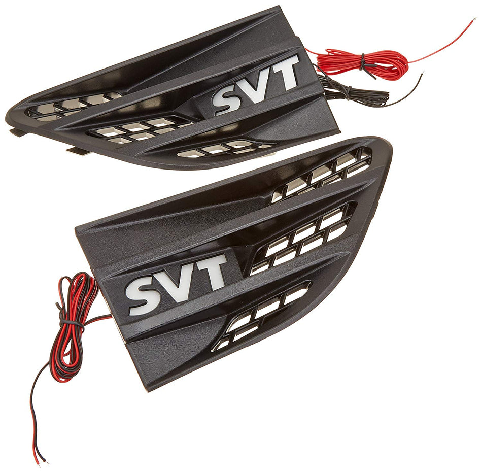 09-14 Ford SVT RAPTOR Illuminated Emblems Driver &amp; Passenger Side Fender Emblems Black SVT WHITE