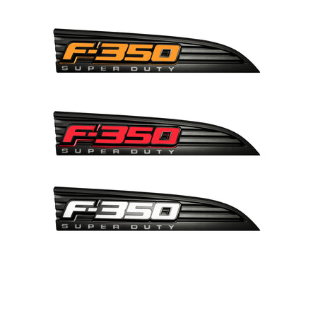 Ford F350 11-16 Illuminated Emblems Black Chrome in Amber, Red &amp; White
