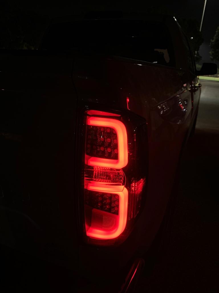 Toyota Tundra 14-19 LED Tail Lights in Smoked night photo