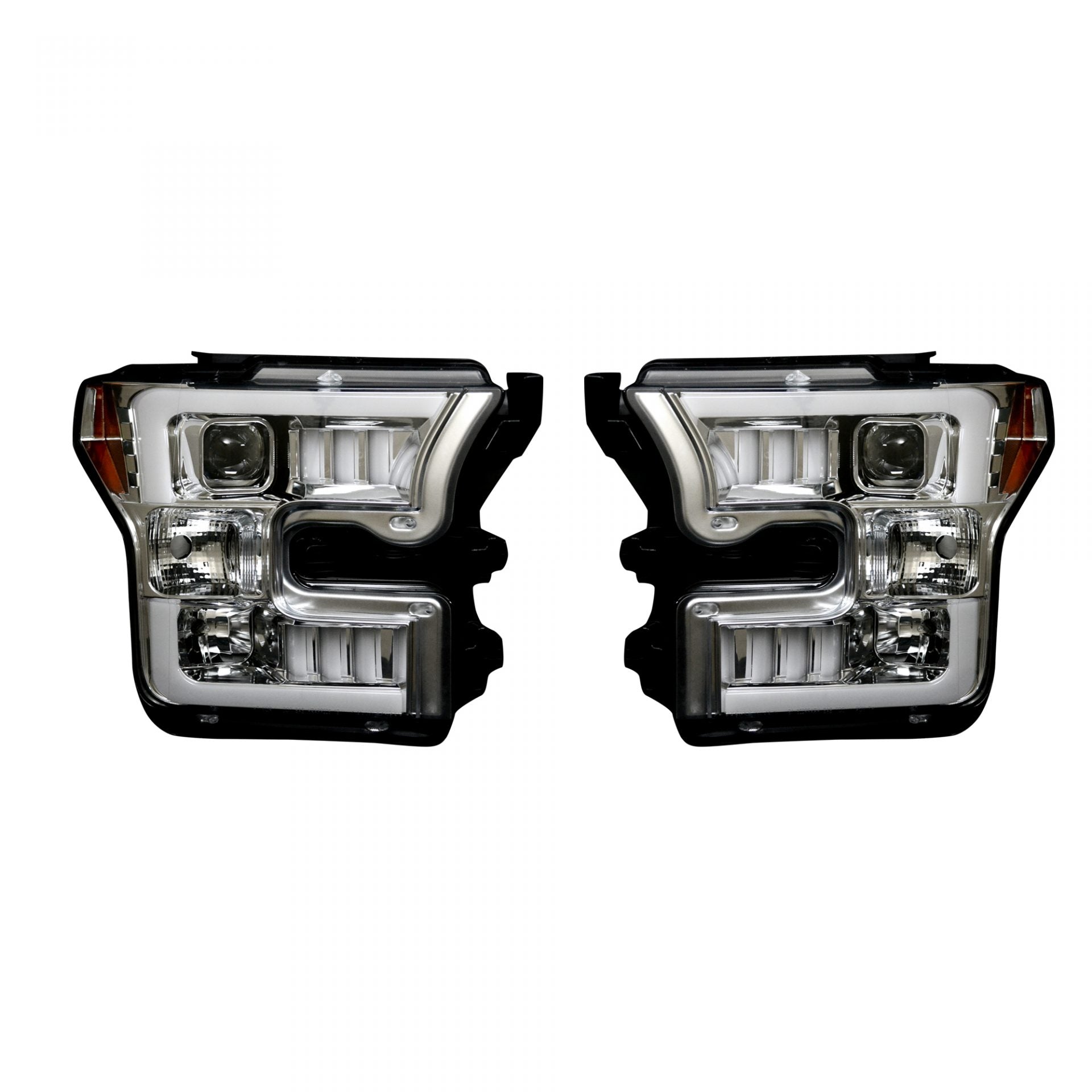 Ford F150 15-17 Projector Headlights in Clear/Chrome