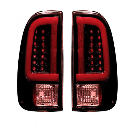Super Duty F250HD/350/450/550 99-07 &amp; F150 97-03 Straight Tail Lights OLED Dark Red Smoked