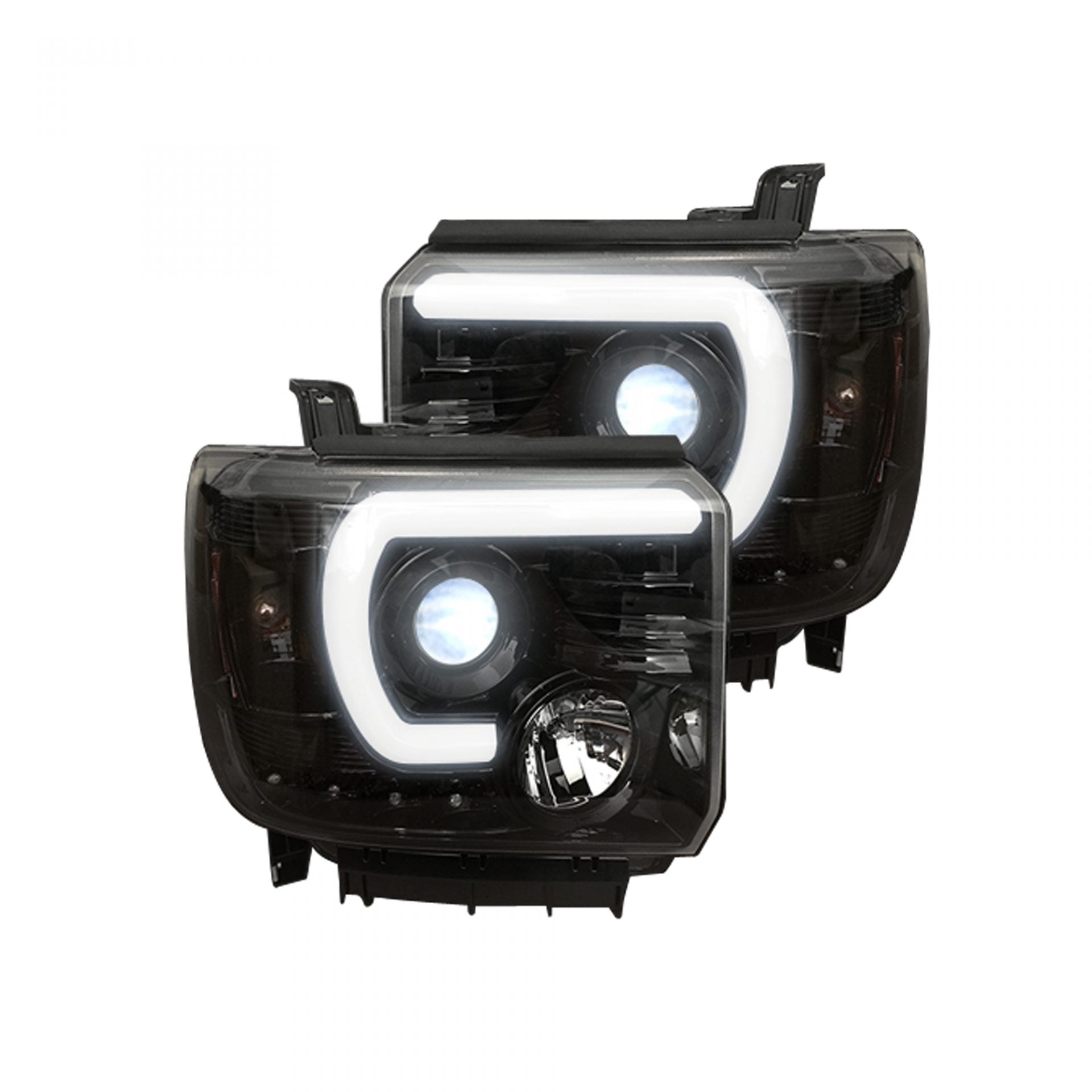 GMC Sierra 1500 14-18 Projector Headlights w OLED Amber DRLs  Scannin  GoRECON