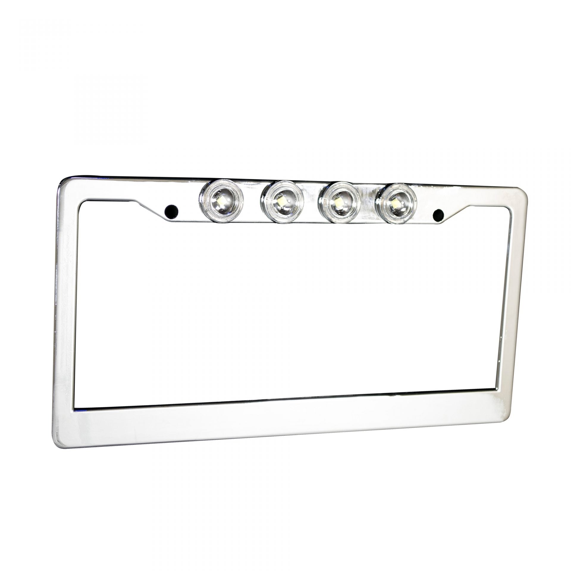 Brushed Aluminum License Plate Frame with Four 6000K XML CREE LED Reverse Lights