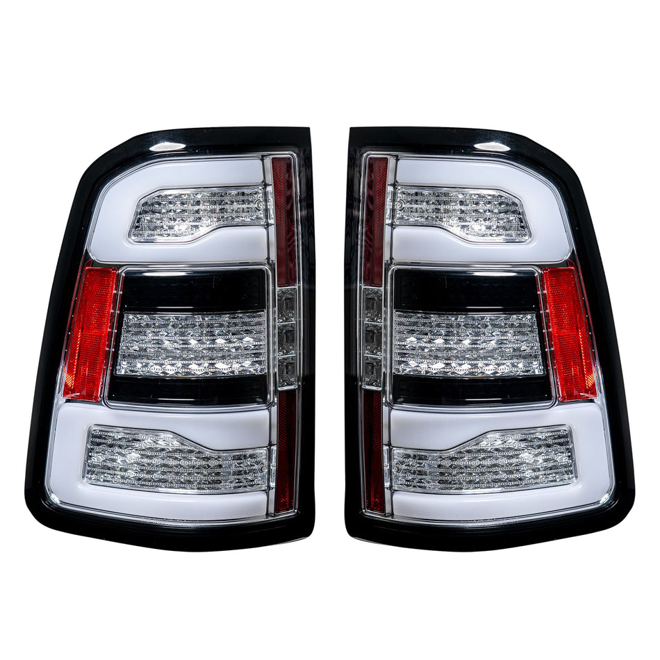 Dodge RAM 1500 19-23 OLED Tail Lights Replaces OEM Halogen Clear Scanning Amber Turn Signal