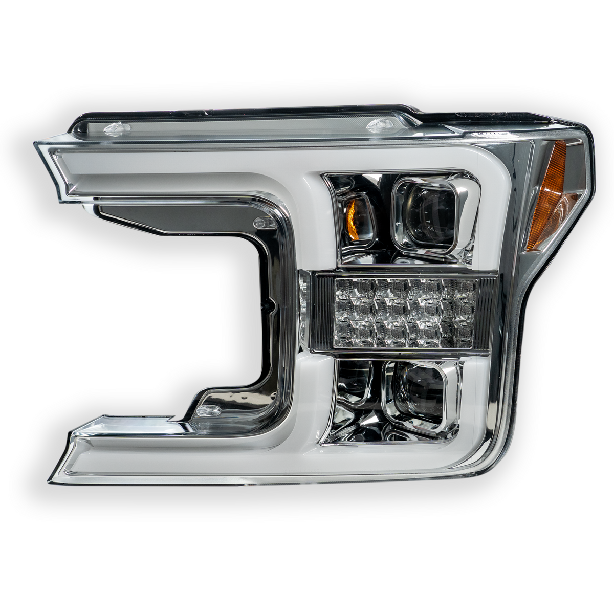 Ford F150 18-19 Projector Headlights OLED DRL LED Turn Signs in Clear/Chrome