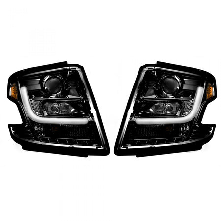 Chevy Tahoe 15-19 Projector Headlights OLED Halos, DRL Smoked/Black