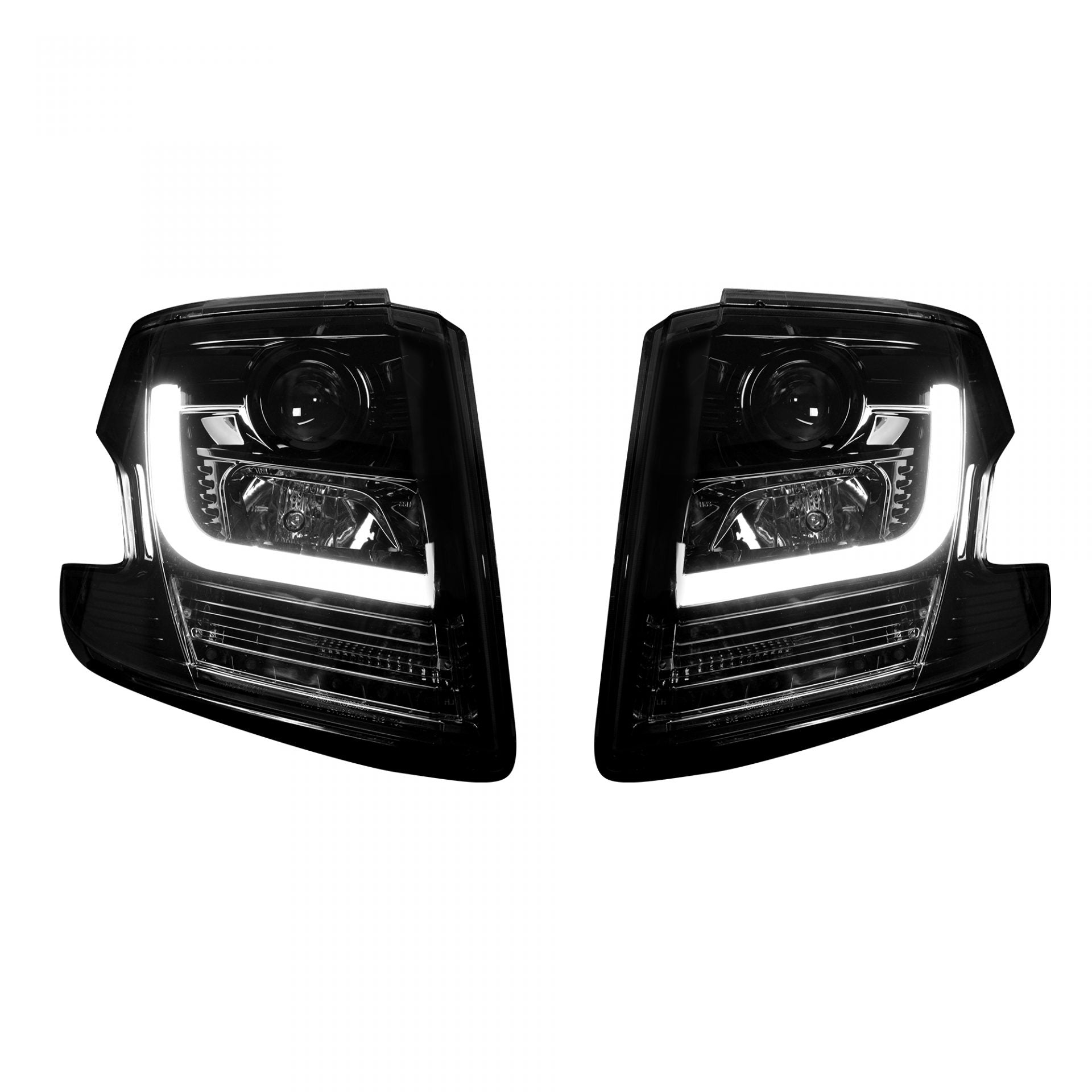 Chevy Tahoe 15-19 Projector Headlights OLED Halos, DRL Smoked/Black