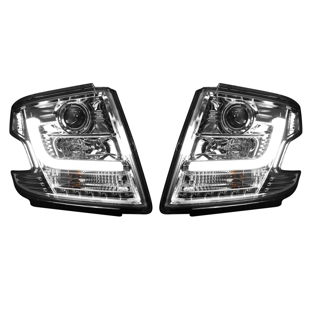 Chevy Tahoe 15-19 Projector Headlights OLED Halos &amp; DRL in Clear/Chrome