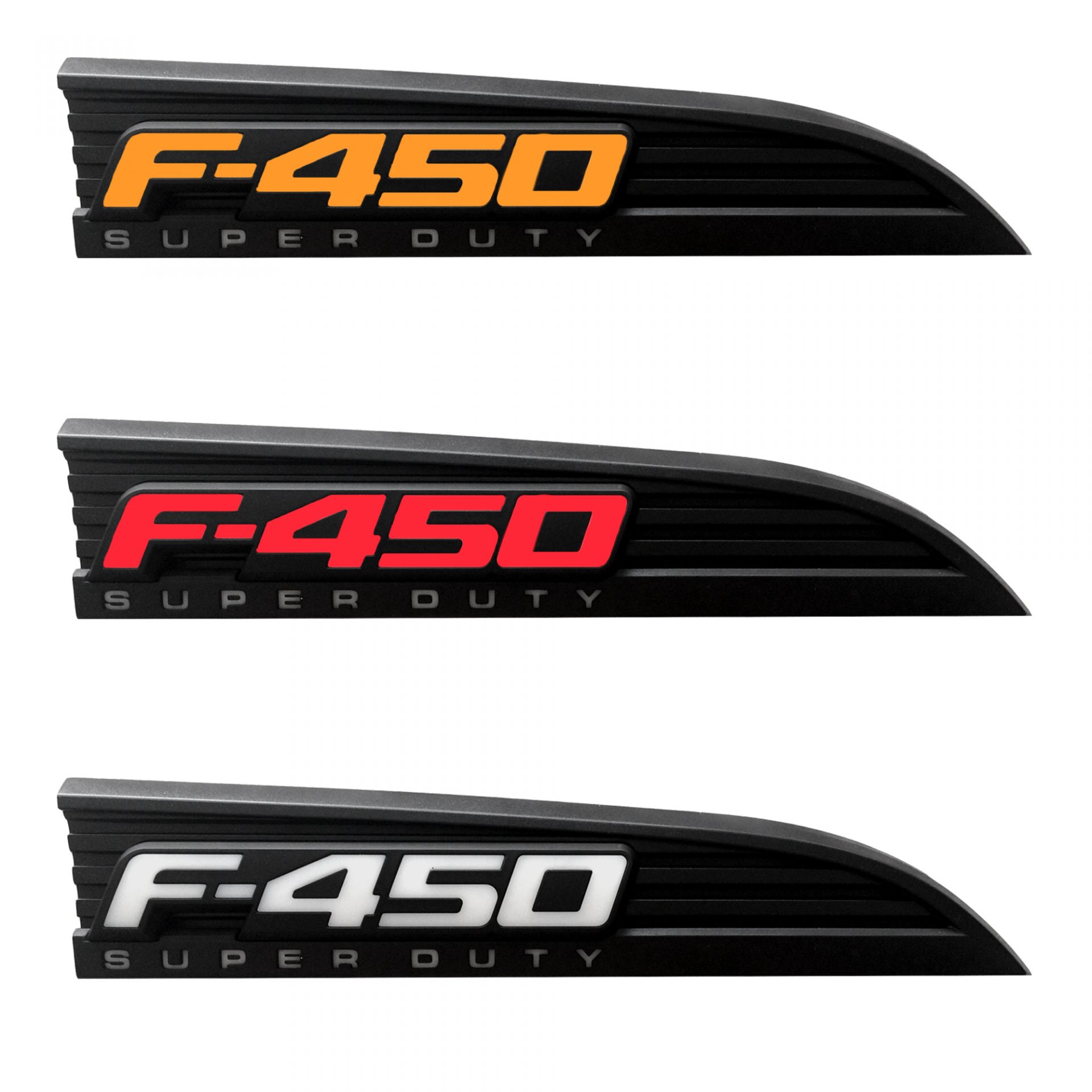 Ford F450 11-16 Illuminated Emblems Black Chrome in Amber, Red &amp; White