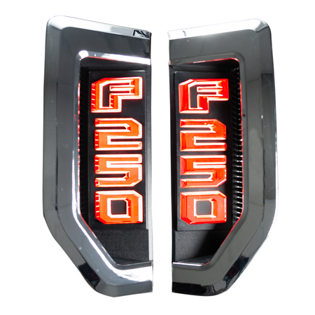 Ford F250 17-19 Illuminated Emblems Chrome in Red