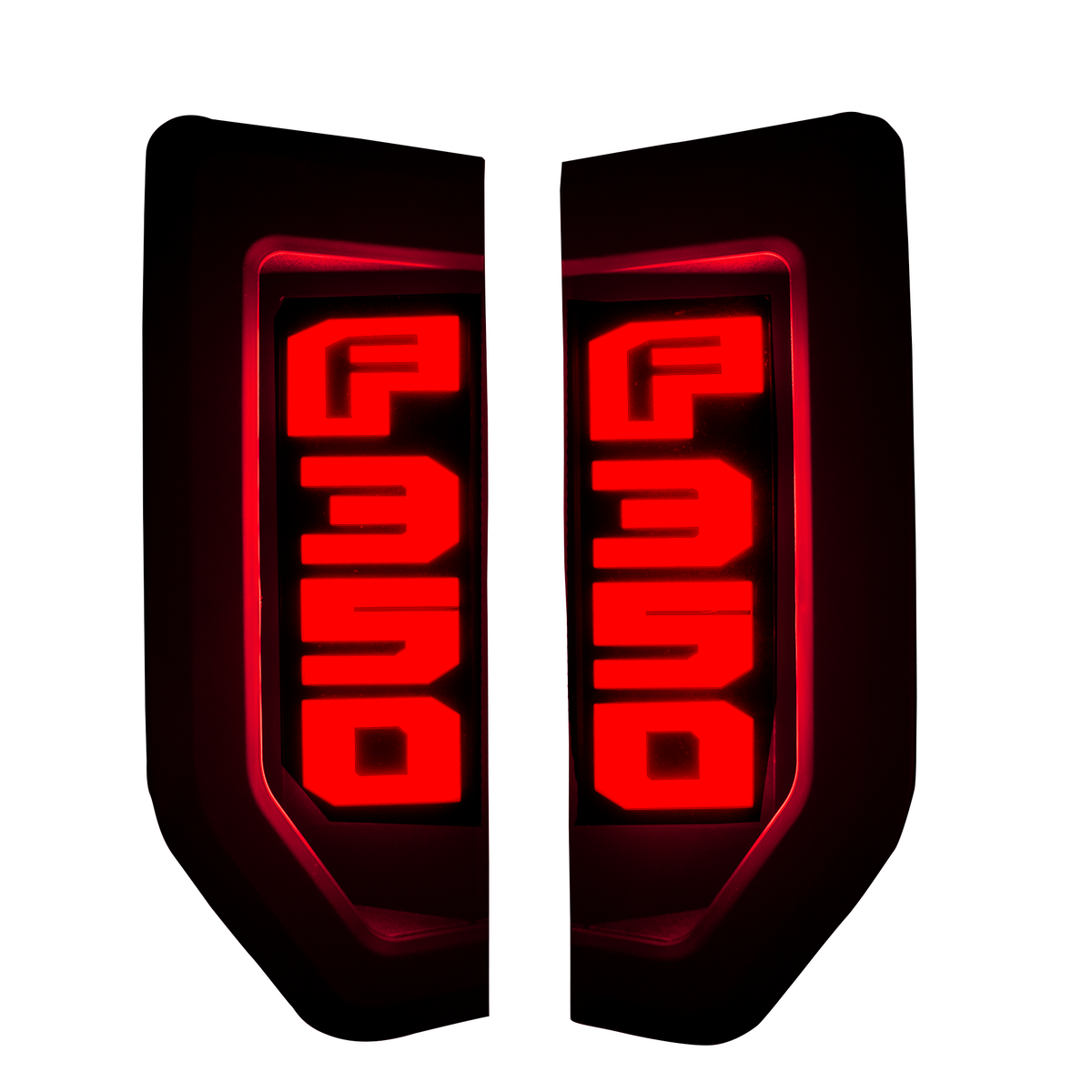 Ford F350 17-19 Illuminated Emblems Black Chrome in Red Illumination