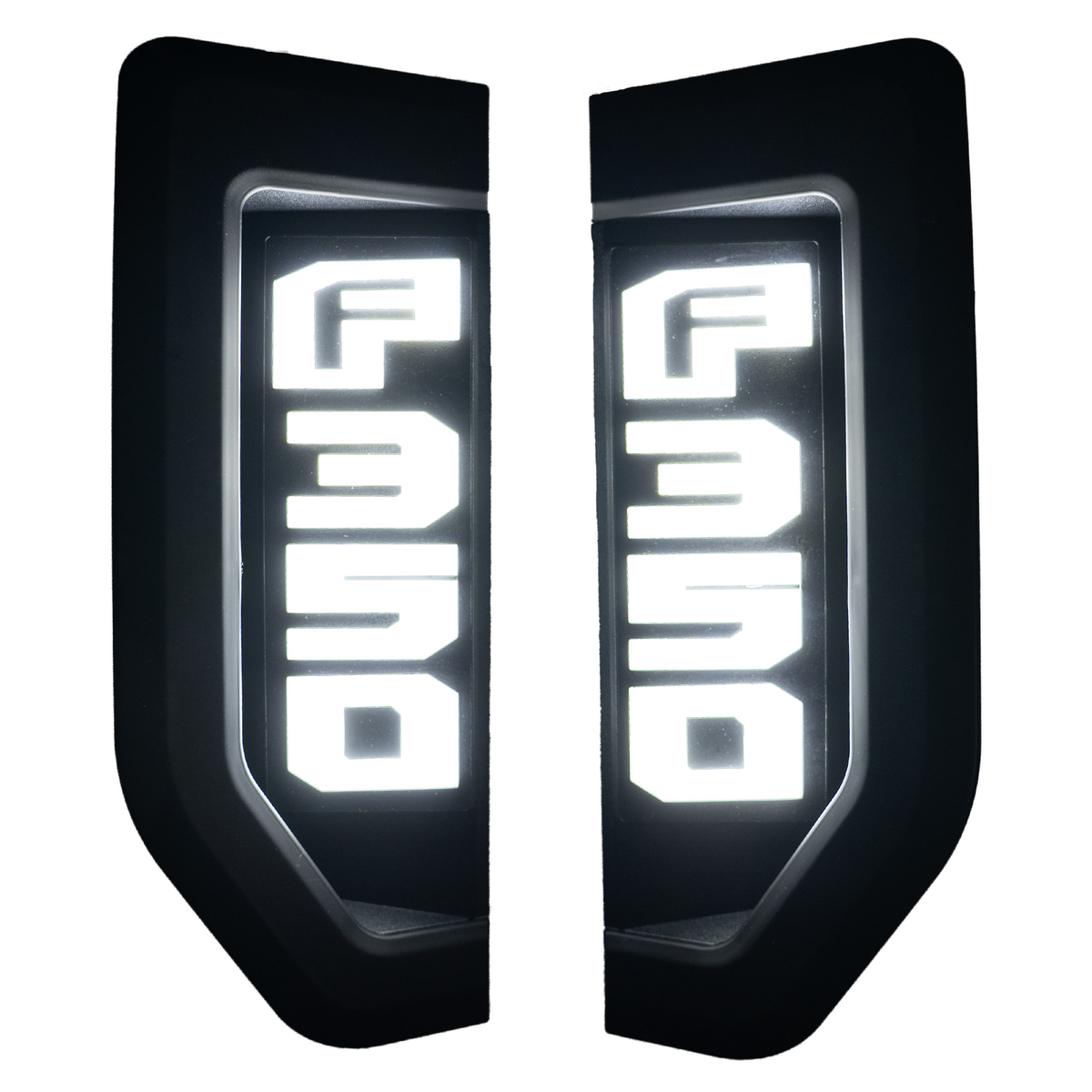 Ford F350 17-19 Illuminated Emblems Black Chrome in White Illumination