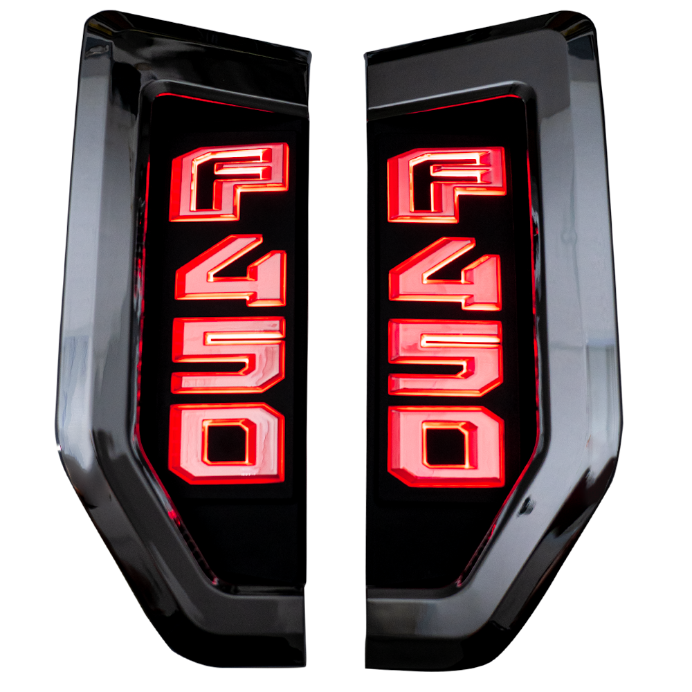 17-19 Superduty F450 Illuminated Emblems in Chrome w/ Red Illumination