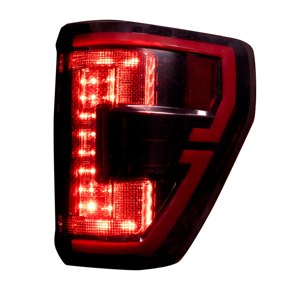 Ford F150 & Ford RAPTOR 21-23 (Attn: This Part ONLY Replaces OEM Factory Installed LED Style Tail Lights w/ Blind Spot Warning System aka BLIS) OLED TAIL LIGHTS - Red Smoked Lens