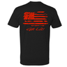 Short Sleeve | R-Logo with Flag on a Black Crew Neck T-Shirt - L