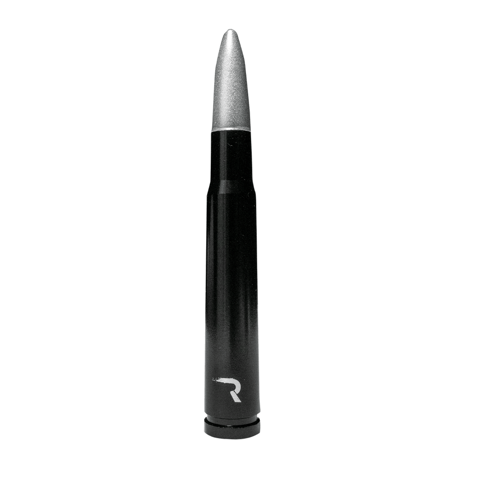 .50 Cal Bullet Antenna (Fits OEM Factory Threaded Antenna) in Black with Silver Tip
