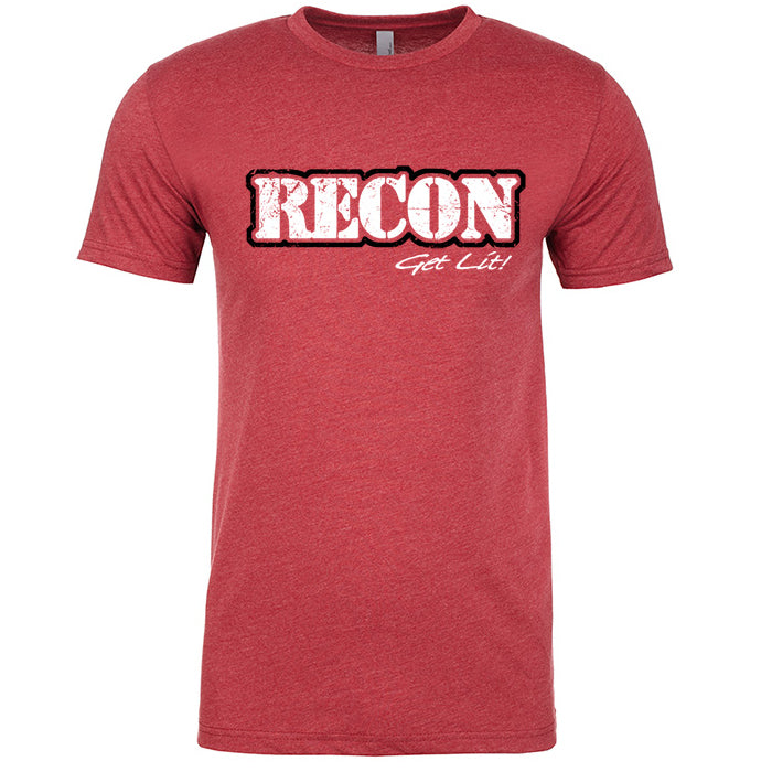 RECON Red Shirt with White Rock Black Outline