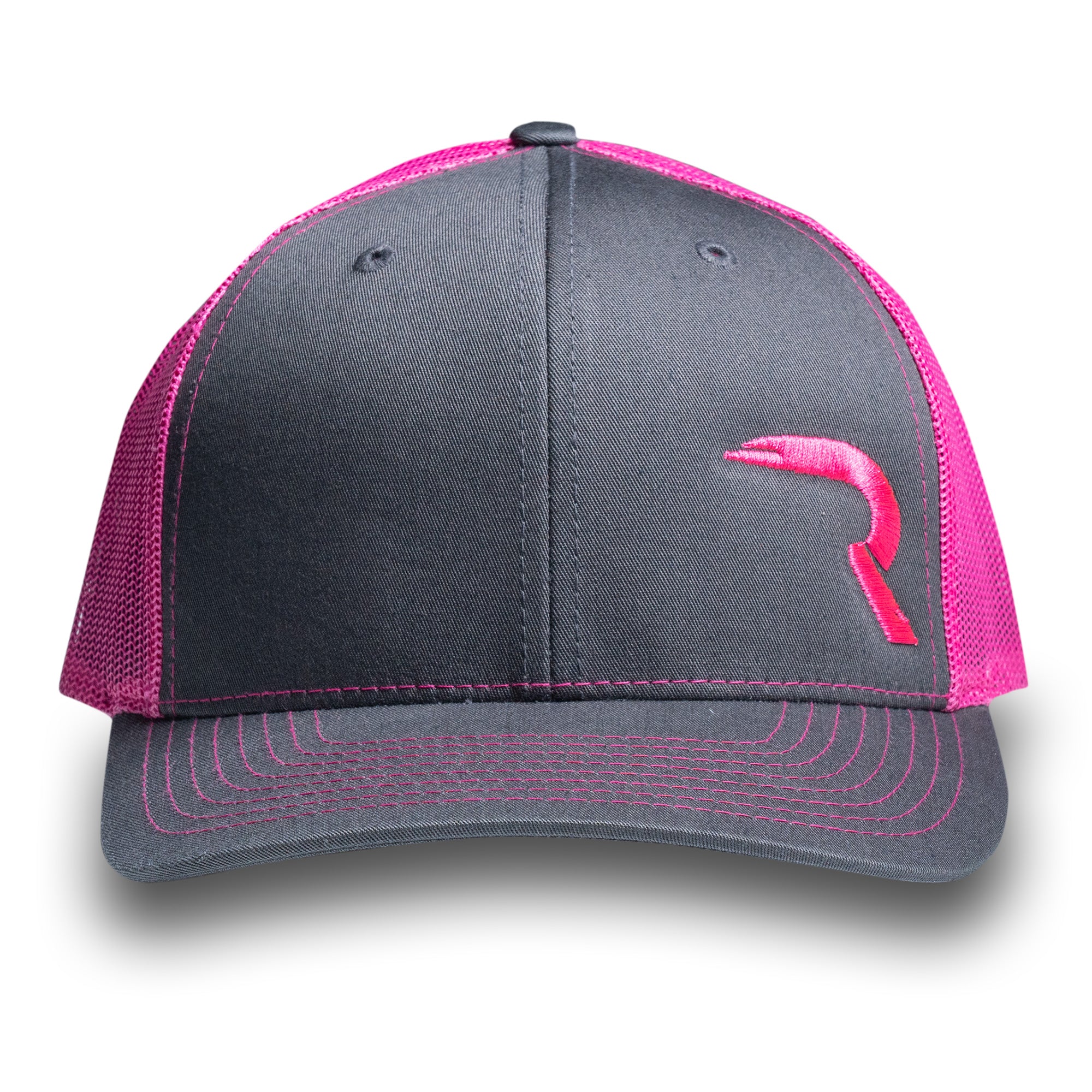 RECON "R" Trucker Snapback Hat - Grey/Pink