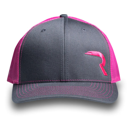 RECON "R" Trucker Snapback Hat - Grey/Pink