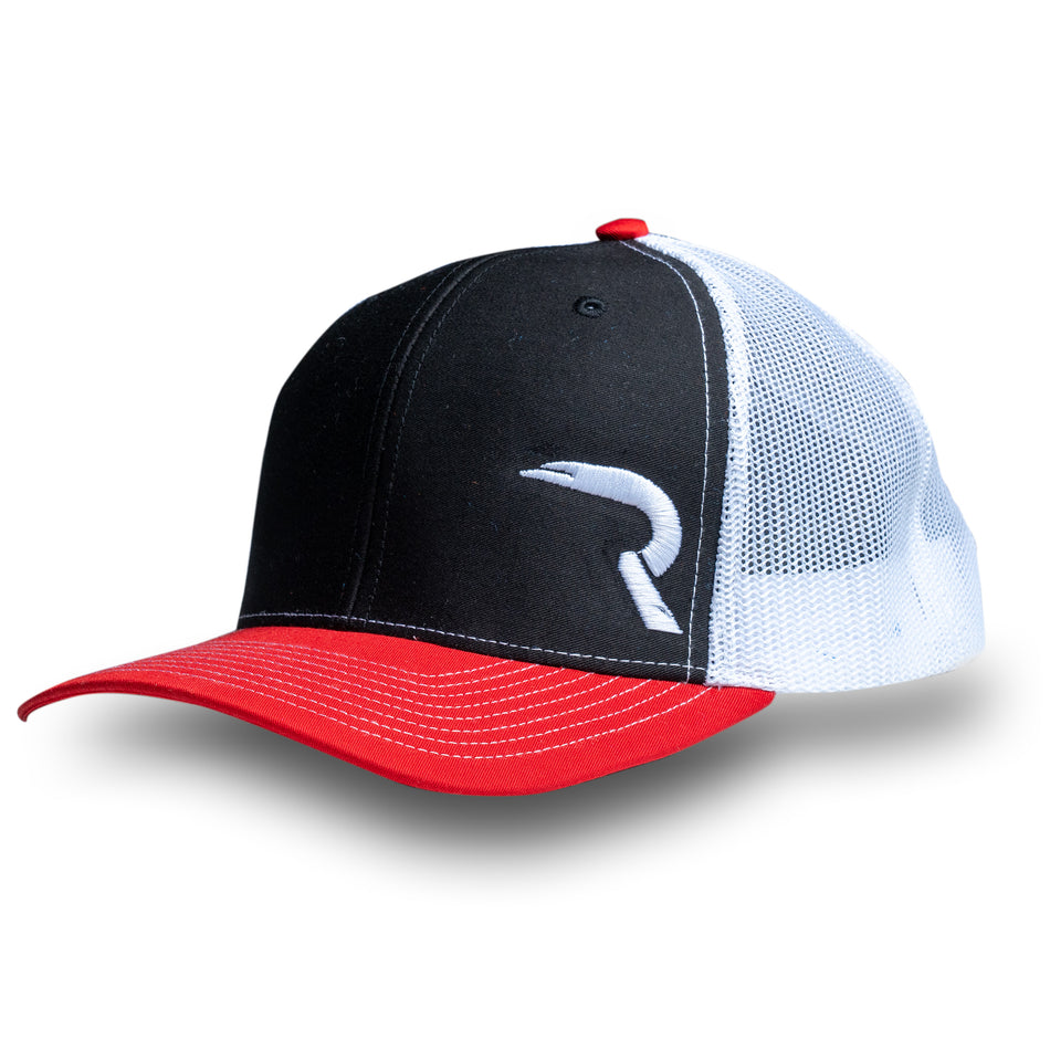RECON "R" Trucker Snapback Hat - Black/Red/White