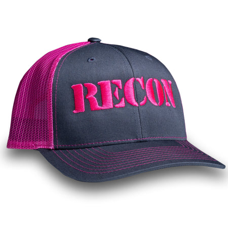 RECON Snapback Trucker Hat - Grey/Pink