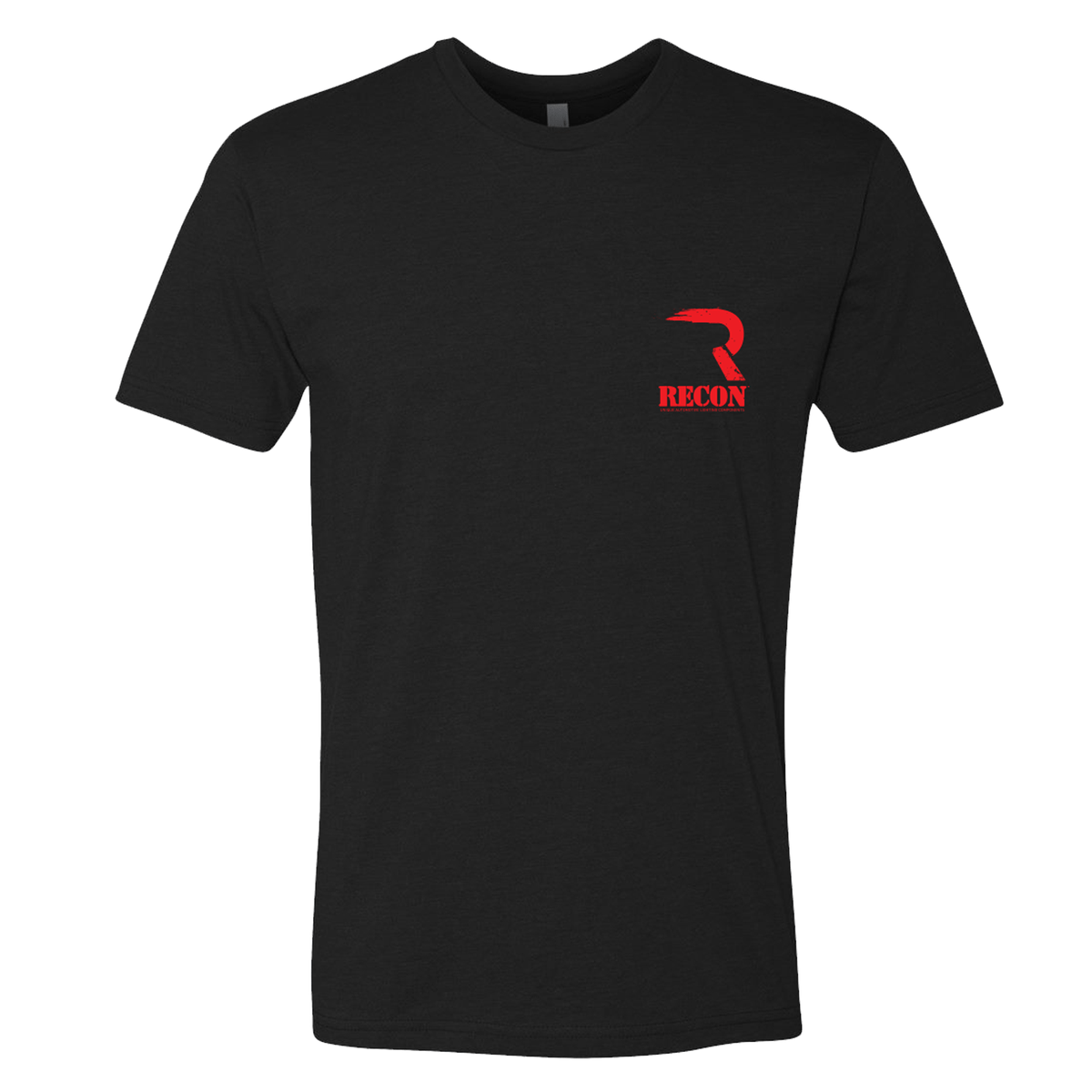 Black RECON t-shirt with red logo (front)