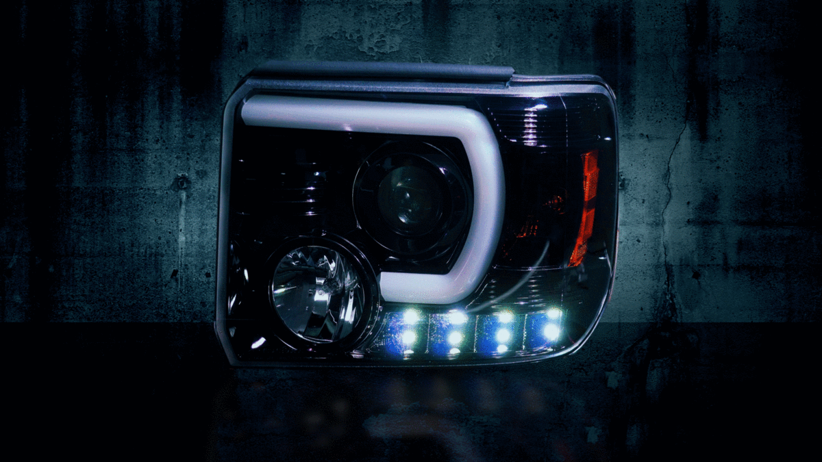 GMC Sierra Projector Headlights OLED DRL & LED in Smoked/Black
