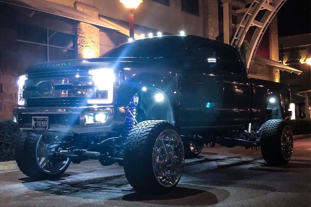 Pick-up truck with LED rock lights