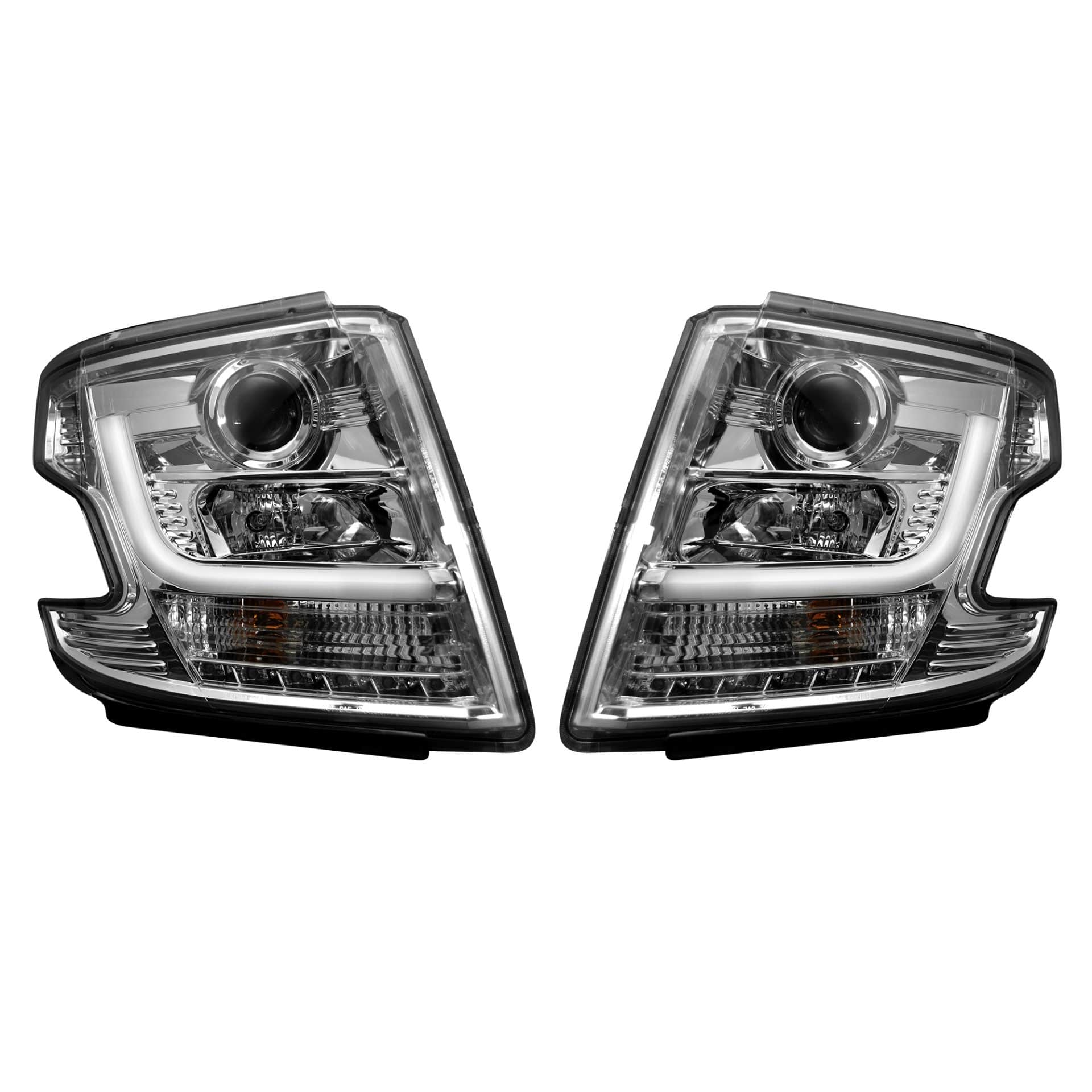 Chevy Tahoe 15-20 Projector Headlights OLED Halos & DRL in Clear/Chrome